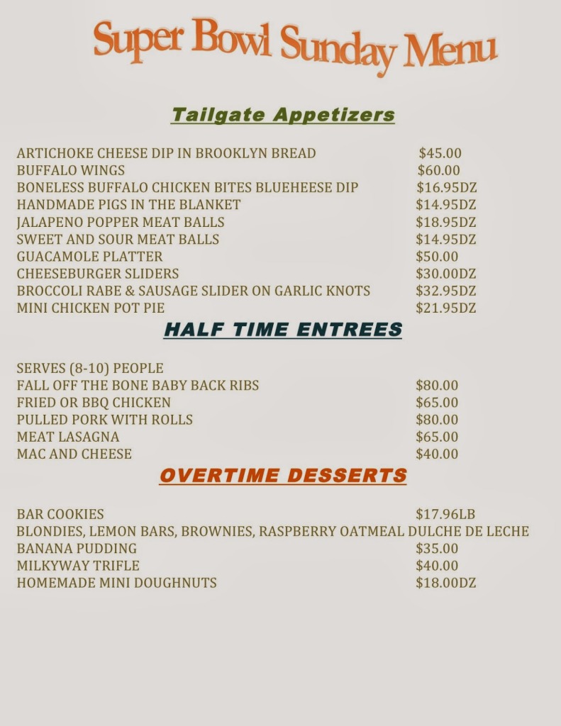 Angelic Delights Catering - Super Bowl Sunday 2014